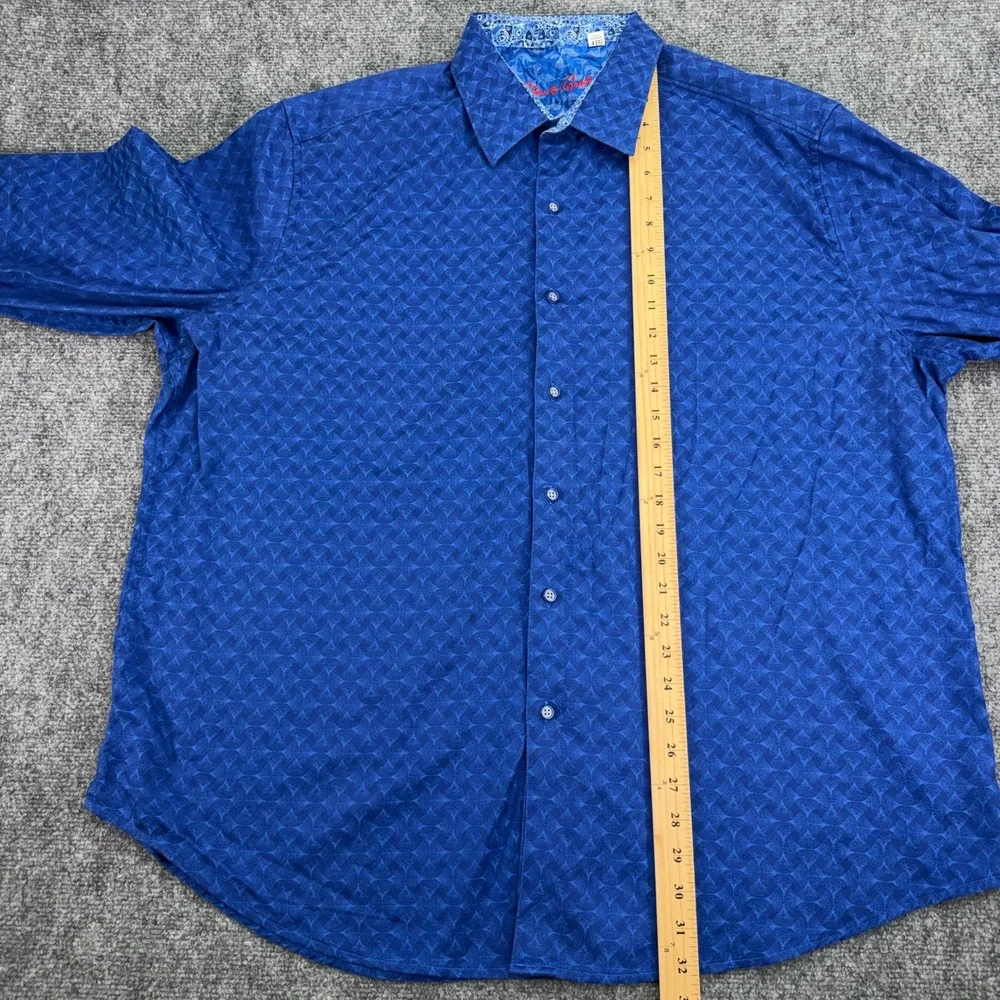 Robert Graham Shirt Men's 4XL Blue Geometric Classic Fit Flip Cuff Button Up